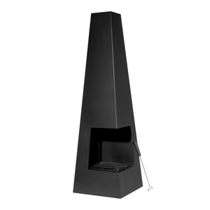 Dellonda DG105 Chiminea Outdoor Garden Patio Heater Log Fire Wood Burner Black Steel