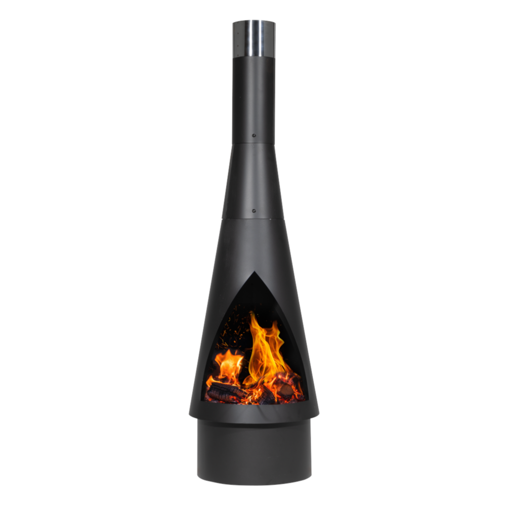 Dellonda DG109 Conical Chiminea Outdoor Garden Patio Heater Log Fire Wood Burner Black Steel