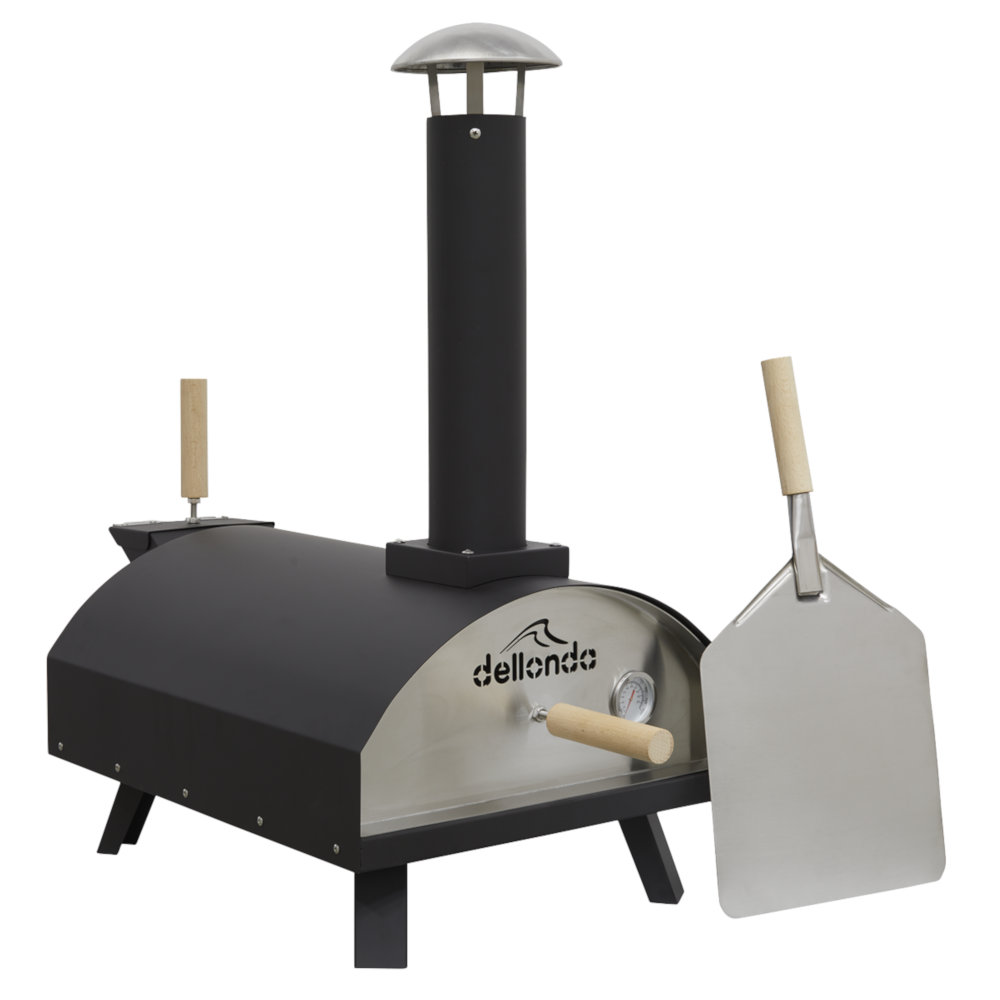 Dellonda DG10 14" Portable Wood Fired Pizza and Meat Smoking Oven Black & Stainless Steel