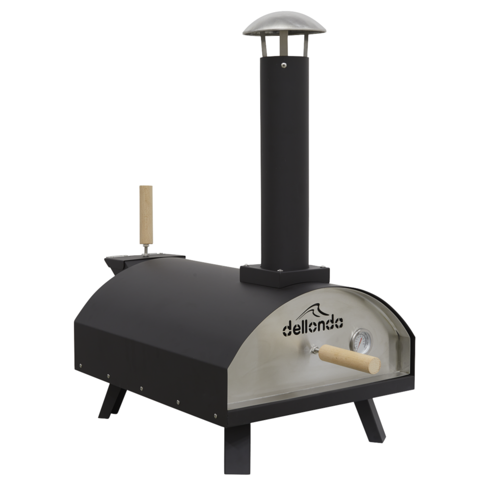 Dellonda DG10 14" Portable Wood Fired Pizza and Meat Smoking Oven Black & Stainless Steel