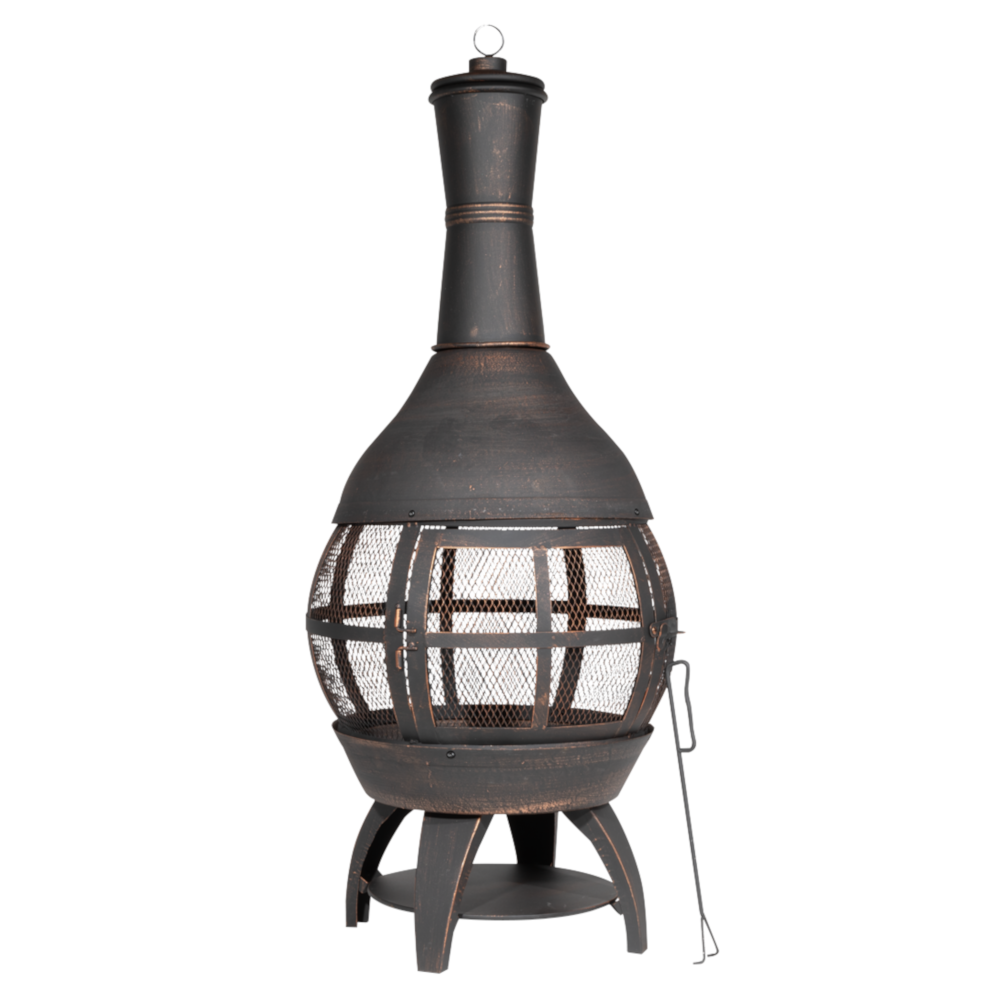 Dellonda DG112 Deluxe Chiminea Outdoor Garden Patio Fire Pit Heater Log Wood Burner Antique Bronze