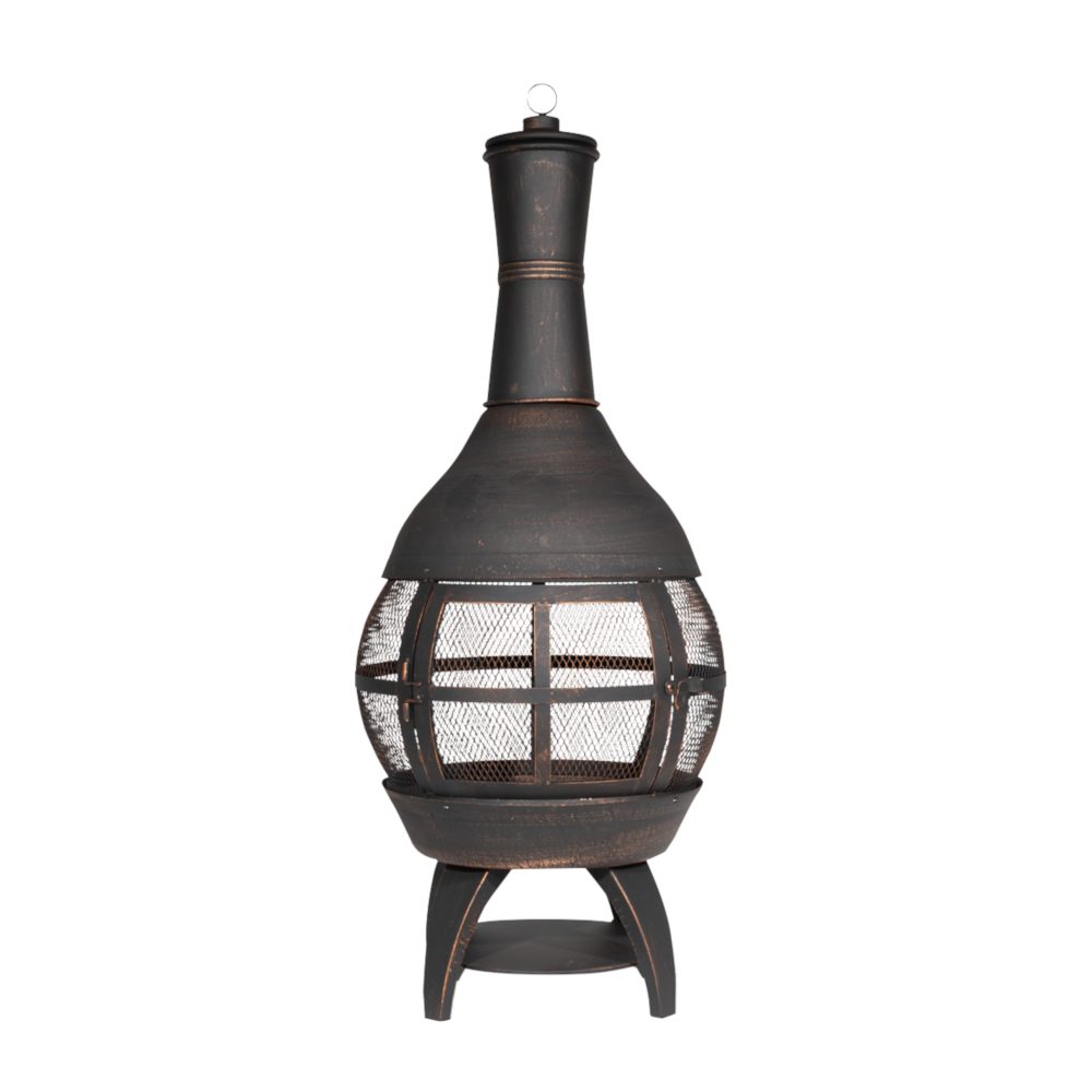 Dellonda DG112 Deluxe Chiminea Outdoor Garden Patio Fire Pit Heater Log Wood Burner Antique Bronze