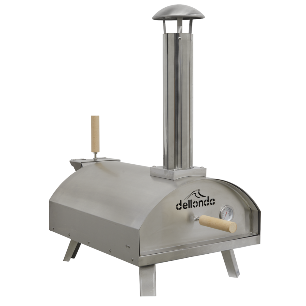 Dellonda DG11 14" Portable Wood Fired Pizza and Meat Smoking Oven Stainless Steel