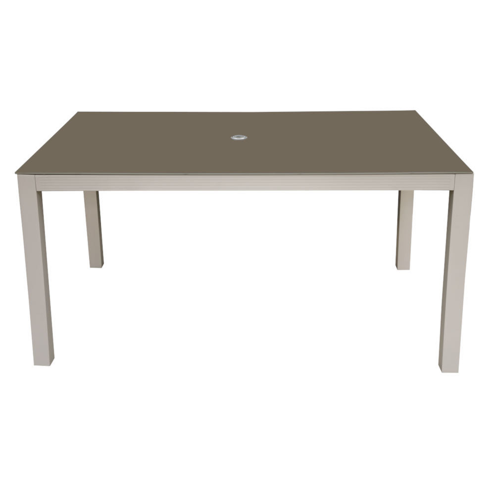 Dellonda DG51 Fusion Aluminium Garden Outdoor Patio Dining Table with Tempered Glass and Parasol Hole Light Grey