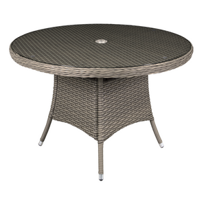 Dellonda DG66 Chester Round Outdoor Garden Patio Dining Bistro Table with Tempered Glass Top 110cm Brown