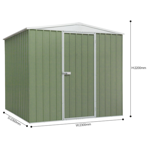 Dellonda Galvanized Steel Outdoor Storage Shed 7.5ft x 7.5ft - Green