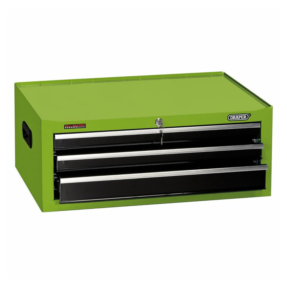 Draper 35742 3 Drawer Intermediate Middle Add On Tool Chest Storage Box with Ball Bearing Slides Green