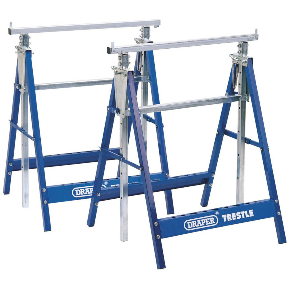 Draper 54053 Telescopic Folding Steel Metal Trestle Saw Cutting Horse Stand Bench 250kg Pair