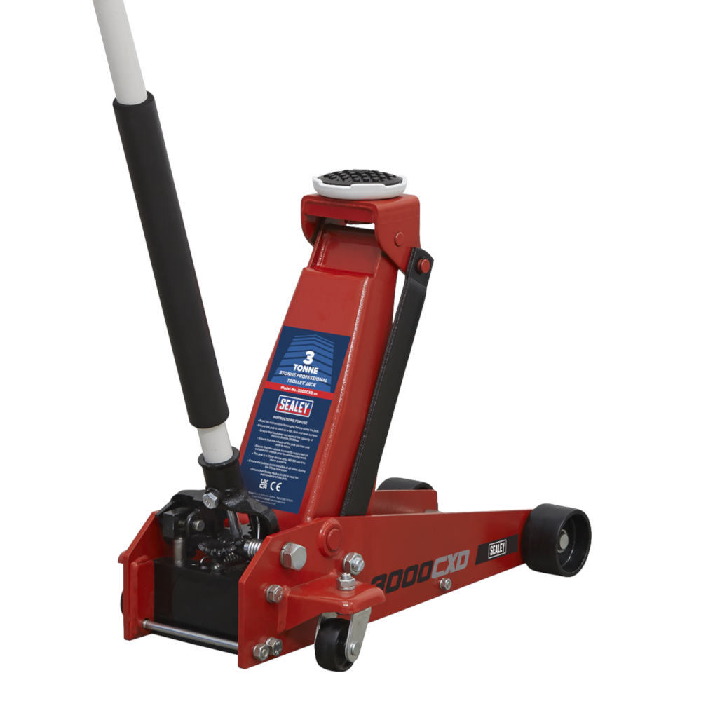 Sealey 3000CXD 3 Tonne Standard Chassis Garage Workshop Trolley Jack Red