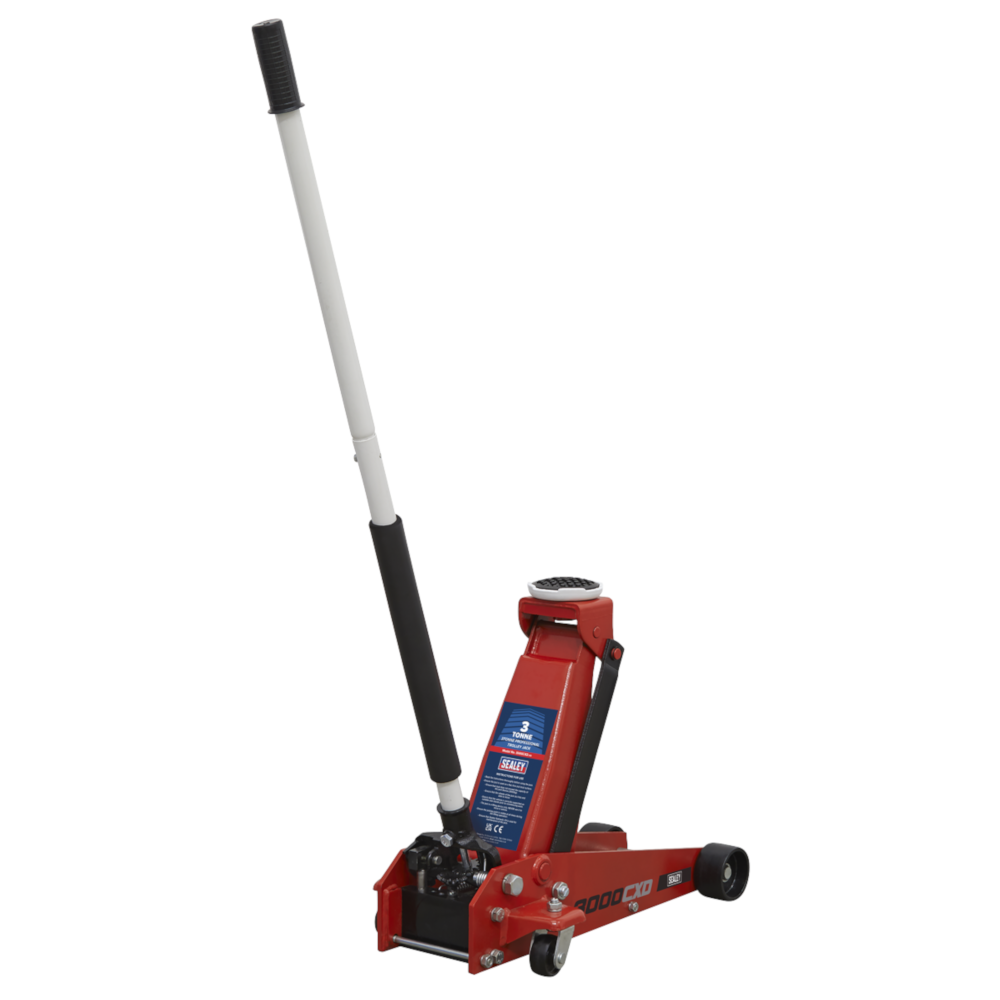 Sealey 3000CXD 3 Tonne Standard Chassis Garage Workshop Trolley Jack Red