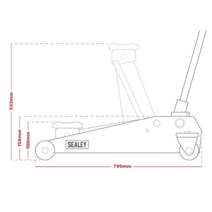 Sealey 4040TB 4 Tonne Low Entry Professional Garage Workshop Vehicle Lifting Trolley Jack with Quick Rocket Lift Black