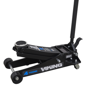 Sealey 4040TB Viking 4 Tonne Low Entry Profile Professional Garage Workshop Vehicle Lifting Trolley Jack with Quick Rocket Lift Black