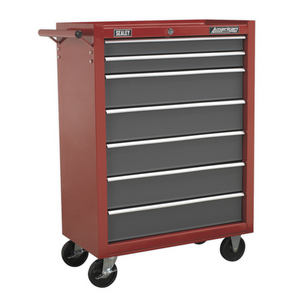 Sealey AP22507BB American Pro 7 Drawer Roller Tool Cabinet Storage Box with Ball Bearing Slides Red Grey