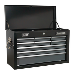 Sealey AP2509B American Pro 9 Drawer Top Tool Chest Storage Box with Ball Bearing Slides Black Grey