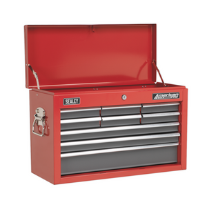 Sealey AP22509BB American Pro 9 Drawer Top Tool Chest Storage Box with Ball Bearing Slides Red Grey