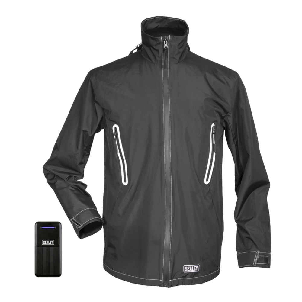 Sealey HJ02KIT Heated Rain Weather Coat Jacket 5V with 10Ah Powerbank Medium