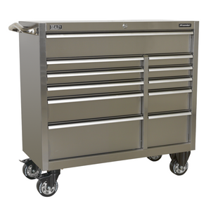 Sealey PTB105511SS Premier 11 Drawer Heavy-Duty Roller Tool Cabinet Storage Box 1055mm with Ball Bearing Slides Stainless Steel