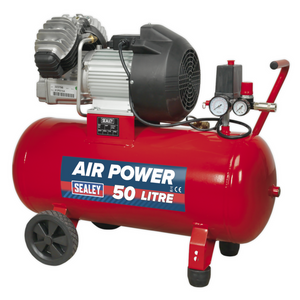 Sealey SAC05030 Portable V-Twin Direct Drive Air Compressor 50 Litre 3hp 230V 13A