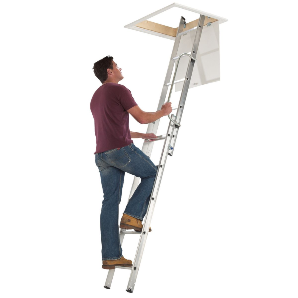 Werner 76002 Aluminium 2 Section Sliding Attic Access Loft Ladder 2.13m-2.69m EN14975