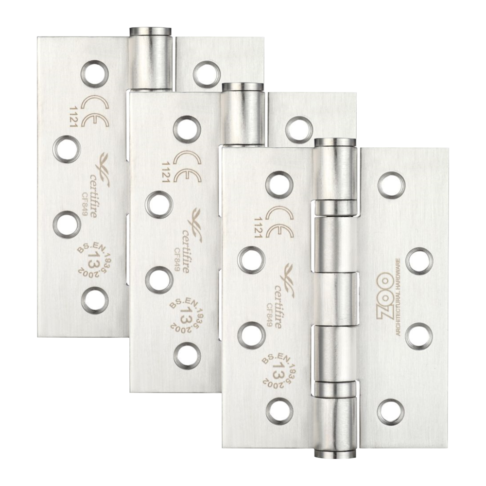 Zoo Grade 13 Ball Bearing Hinges 4" 3 Pack - Satin Stainless Steel