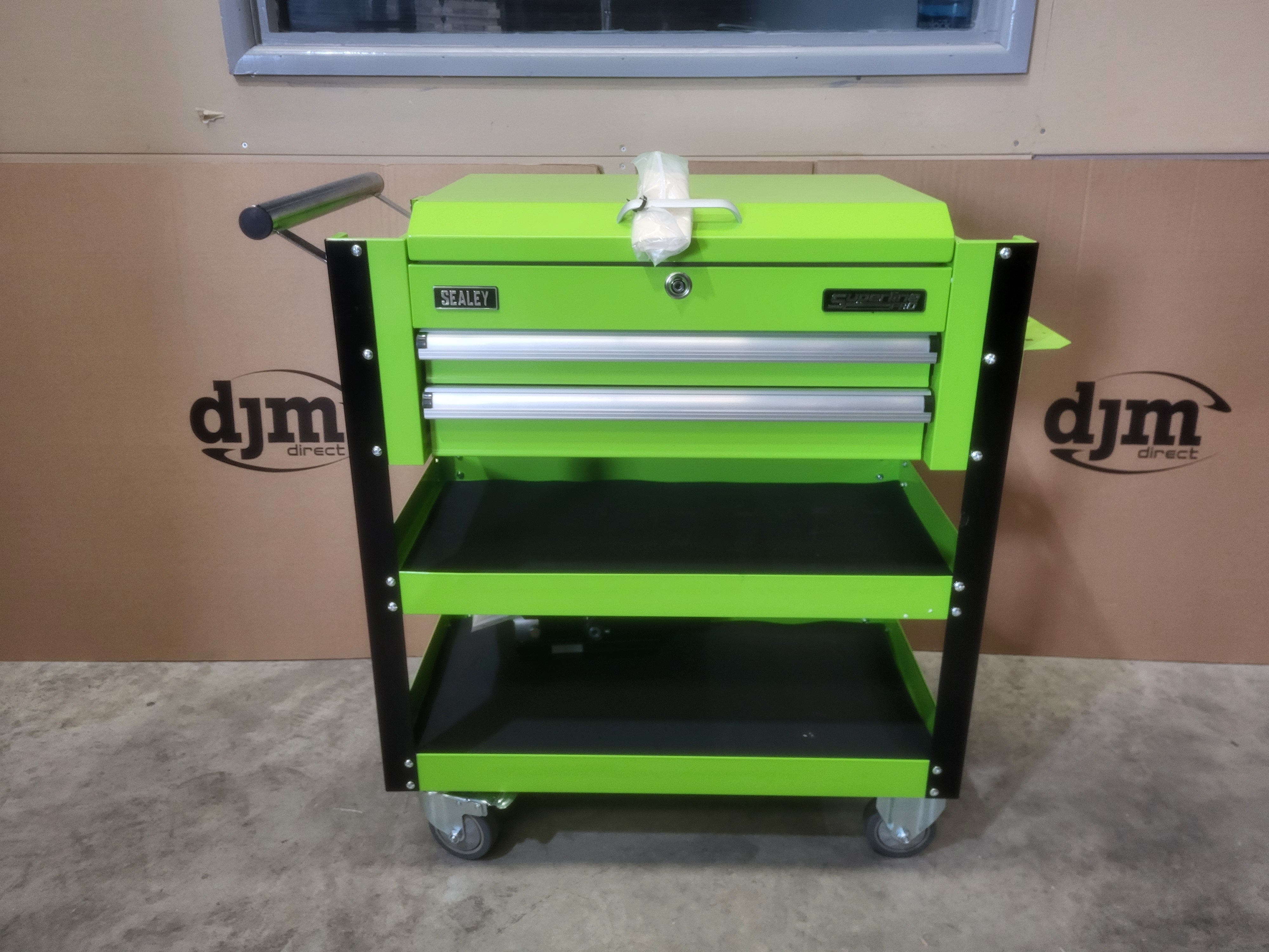 Sealey Heavy-Duty 2 Drawer Mobile Tool & Parts Trolley - Green - B