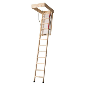 DJM Direct SW26-5 3 Section Deluxe Eco Timber Folding Attic Loft Ladder with Insulated Hatch