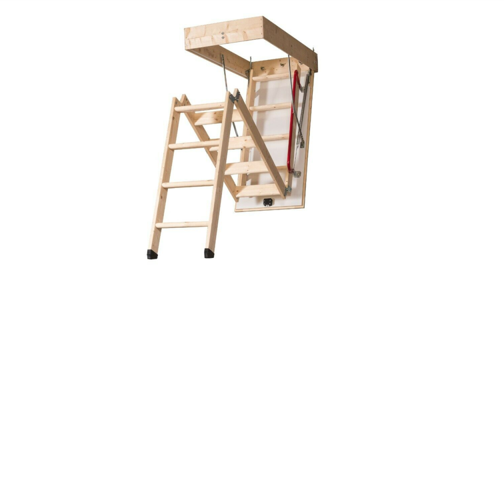 DJM Direct SW26-5 3 Section Deluxe Eco Timber Folding Attic Loft Ladder with Insulated Hatch