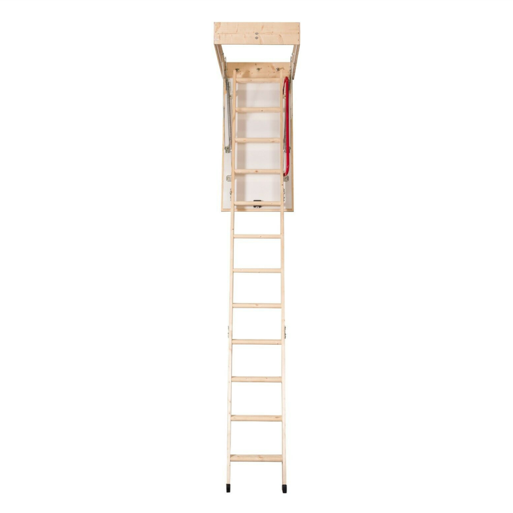 DJM Direct SW26-5 3 Section Deluxe Eco Timber Folding Attic Loft Ladder with Insulated Hatch