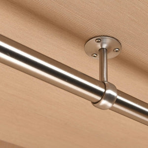 Rothley Endurance Stainless Steel Round Colorail Tube Wardrobe Hanging Rail Centre Support Bracket Fitting 25mm Brushed Stainless Steel Installed