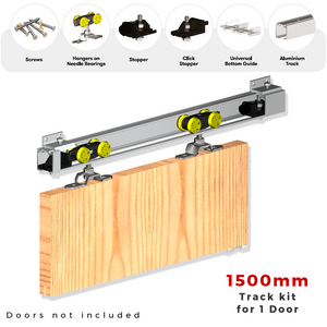 Rothley Herkules 60 Sliding Single Door Gear Track System for Wall Openings, Room Dividers & Entrances 60kg 1500mm Kit