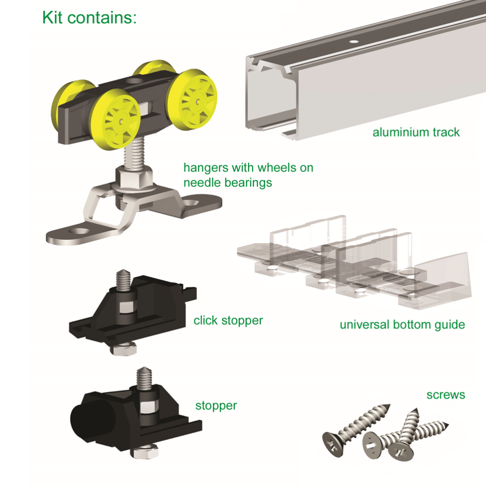 Rothley Herkules 60 Sliding Single Door Gear Track System for Wall Openings, Room Dividers & Entrances 60kg