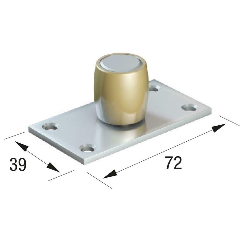 Runners Series 250 Brass Bottom Guide Roller 25mm Dia. on Flat Steel Plate