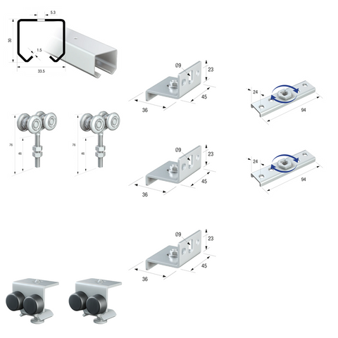 Runners Series 20 Industrial Sliding Door System 90kg