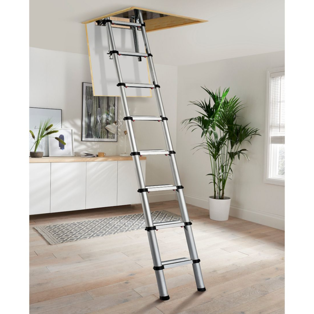 Youngman Telescopic Aluminium Loft Attic Hatch Access Ladder Installed